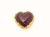 Authentic vintage Chanel earrings red heart stone gold CC frame