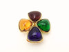 Authentic vintage Chanel earrings multicolor gripoix glass clover