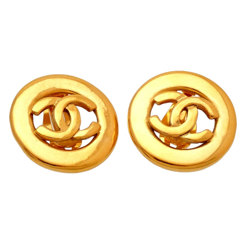 Authentic Vintage Chanel earrings CC logo round