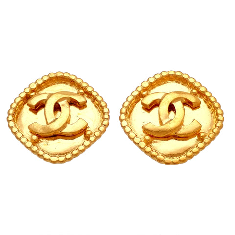 Authentic Vintage Chanel earrings CC logo rhombus