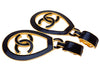 RARE Authentic Vintage Chanel earrings CC logo black painted hoop