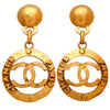 Authentic Vintage Chanel earrings CC logo letter logo hoop dangle large