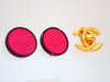 Authentic Vintage Chanel earrings CC logo pink leather round