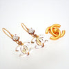 Auth Vintage Chanel stud earrings CC logo glass rhinestone dangle