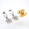 Auth Vintage Chanel stud earrings CC logo flower silver dangle