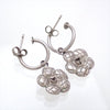 Auth Vintage Chanel stud earrings CC logo flower silver dangle