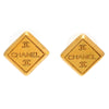 Auth Vintage Chanel stud earrings CC letter logo rhombus