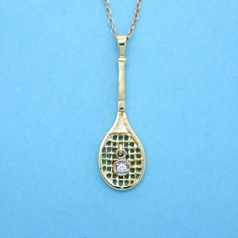 Tiffany & Co necklace chain tennis racket diamond 14k Gold
