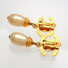Authentic Vintage Chanel earrings turnlock CC logo faux pearl dangle