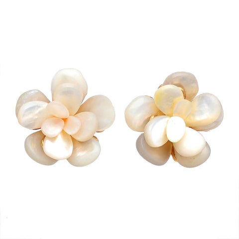 Authentic Vintage Chanel earrings CC logo white flower