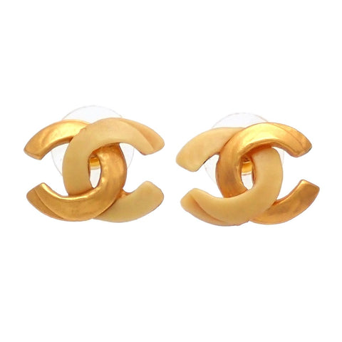 Auth Vintage Chanel stud earrings CC logo double C small