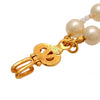 Authentic Vintage Chanel necklace chain CC logo faux pearl white rhombus
