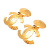 Authentic Vintage Chanel clip on earrings CC logo double C dangle