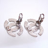 Authentic Vintage Chanel clip on earrings CC logo rhinestone silver
