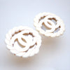 Authentic Vintage Chanel clip on earrings CC logo mirror white round