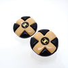 Authentic Vintage Chanel clip on earrings CC logo beige black round