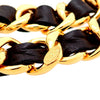 Authentic Vintage Chanel necklace chain CC logo double C leather black