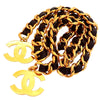 Authentic Vintage Chanel belt necklace CC logo black leather chain