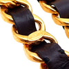 Authentic Vintage Chanel belt necklace CC logo black leather chain