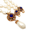 Authentic Vintage Chanel necklace faux pearl glass stone white dangle