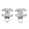 Authentic Vintage Chanel earrings CC logo double C rhinestone silver