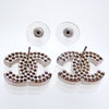 Auth Vintage Chanel stud earrings CC logo double C punched silver