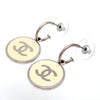 Auth Vintage Chanel stud earrings CC logo white dangle