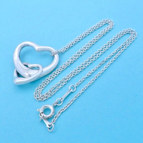 Tiffany & Co necklace chain Elsa Peretti double open heart Silver 925