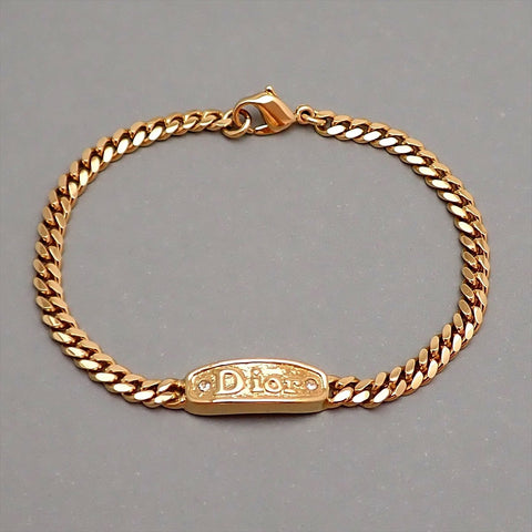 Authentic Vintage Christian Dior bracelet letter logo bar rhinestone