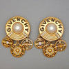Authentic Vintage Givenchy clip on earrings 4G logo faux pearl dangle