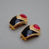 Authentic Vintage Christian Dior clip on earrings pink stone black