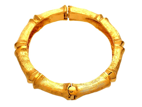 Authentic Vintage Chanel bracelet bangle Gold Bamboo