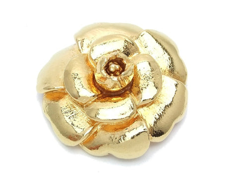 Authentic vintage Chanel pin brooch gold camellia large