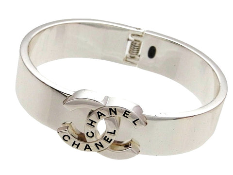 Vintage Chanel bracelet CC logo silver color