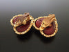 Authentic vintage Chanel earrings red heart stone gold CC frame