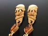 Authentic vintage Chanel earrings gold CC swing gripoix glass huge