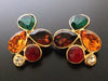 Authentic vintage Chanel earrings multicolor rhinestone large