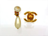 Vintage Chanel earrings CC logo pearl drop dangle
