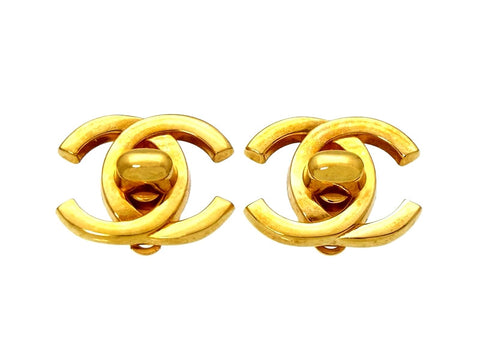 Vintage Chanel earrings turnlock CC logo large