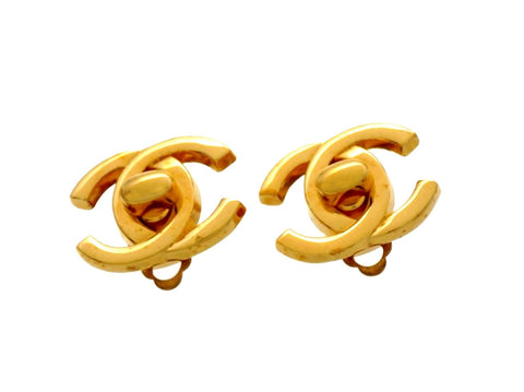 Vintage Chanel earrings turnlock CC logo