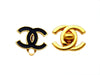 Vintage Chanel earrings black CC logo double C