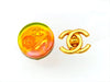 Vintage Chanel earrings CC logo plastic orange