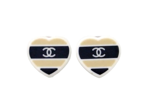 Vintage Chanel earrings CC logo plastic heart