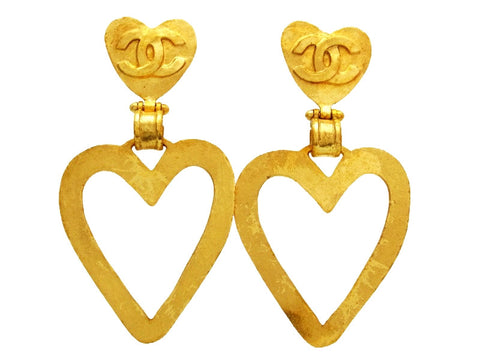 Vintage Chanel earrings CC logo heart dangle