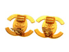 Vintage Chanel earrings CC logo turnlock rhinestone