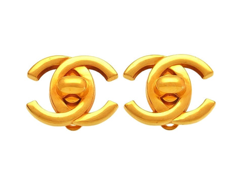 Vintage Chanel earrings large CC logo turnlock