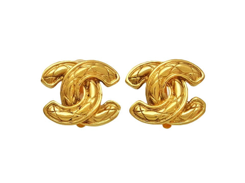 Vintage Chanel earrings quilted CC logo double C