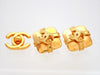 Authentic vintage Chanel earrings gold CC Ribbon Crossed Spuare