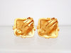 Authentic vintage Chanel earrings gold CC Ribbon Crossed Spuare