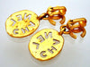 Authentic vintage Chanel earrings CC logo double C clip Oval letter dangled